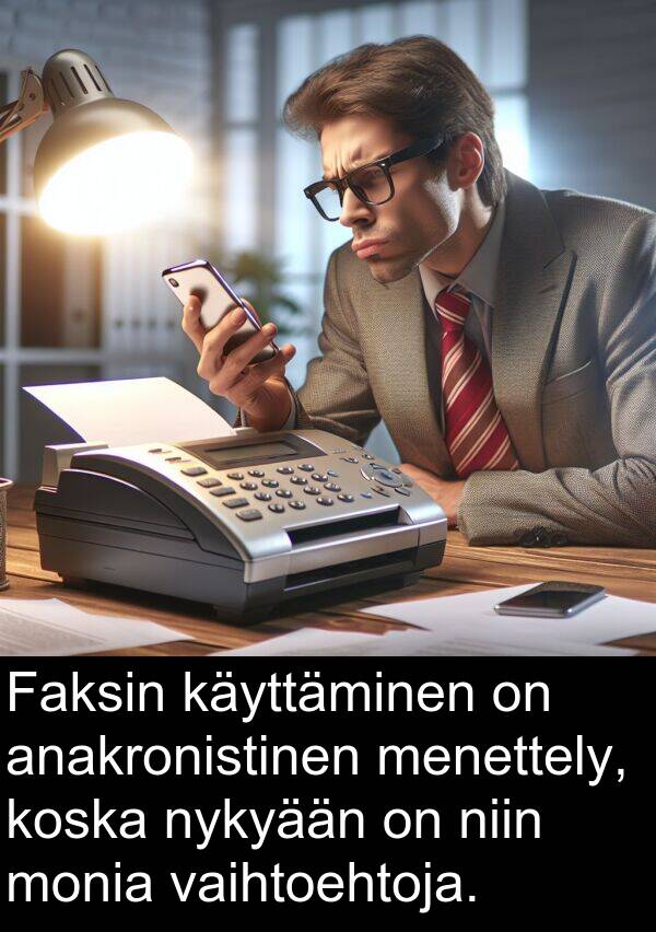vaihtoehtoja: Faksin käyttäminen on anakronistinen menettely, koska nykyään on niin monia vaihtoehtoja.