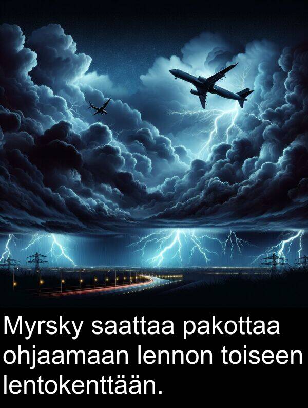 saattaa: Myrsky saattaa pakottaa ohjaamaan lennon toiseen lentokenttään.