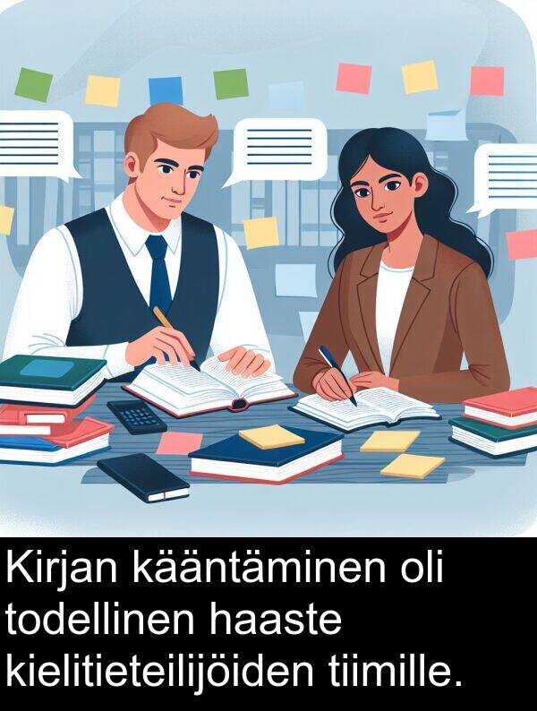 kääntäminen: Kirjan kääntäminen oli todellinen haaste kielitieteilijöiden tiimille.