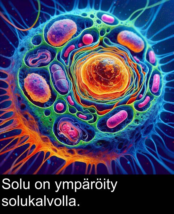 solukalvolla: Solu on ympäröity solukalvolla.