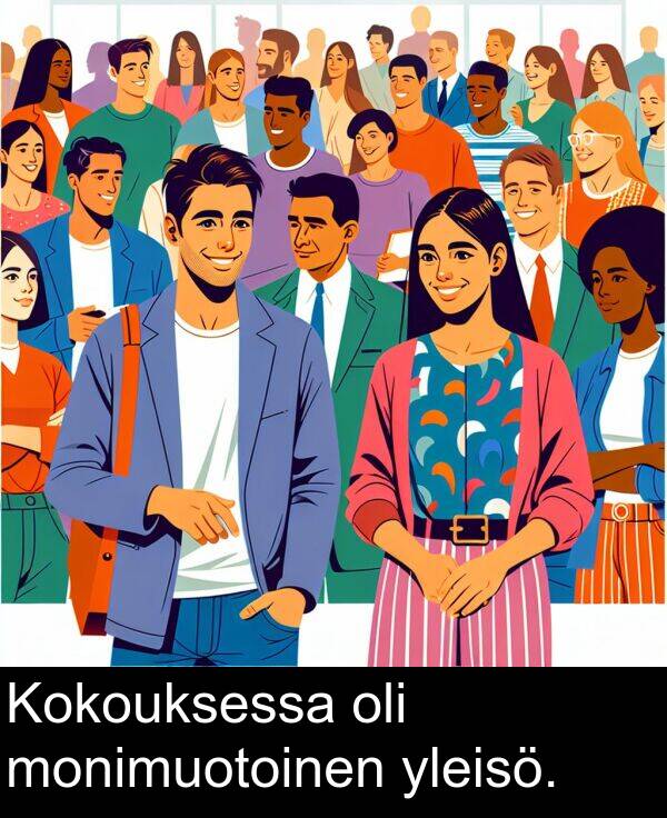 monimuotoinen: Kokouksessa oli monimuotoinen yleisö.