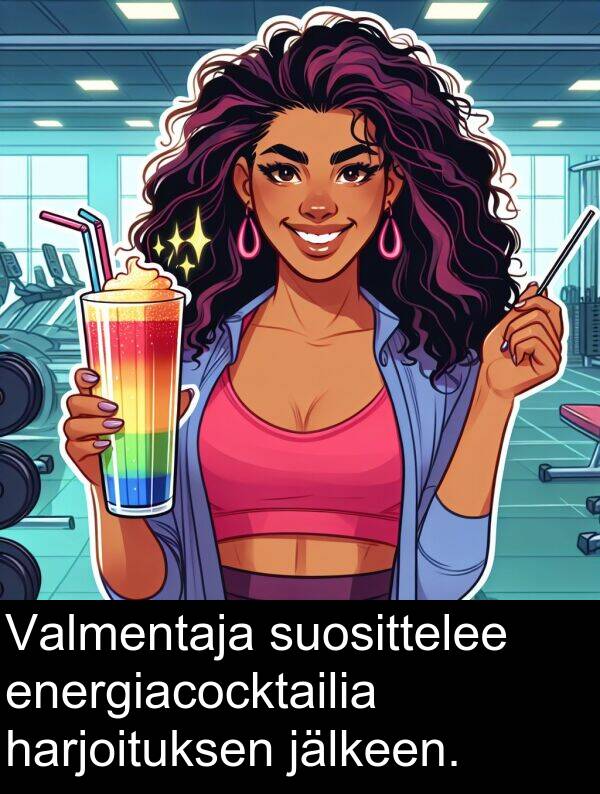 jälkeen: Valmentaja suosittelee energiacocktailia harjoituksen jälkeen.