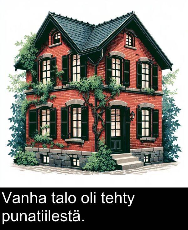 oli: Vanha talo oli tehty punatiilestä.