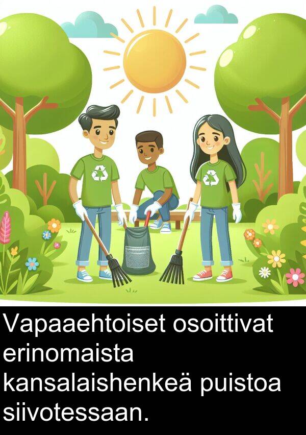 siivotessaan: Vapaaehtoiset osoittivat erinomaista kansalaishenkeä puistoa siivotessaan.