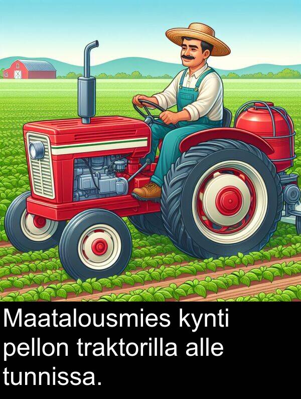 traktorilla: Maatalousmies kynti pellon traktorilla alle tunnissa.
