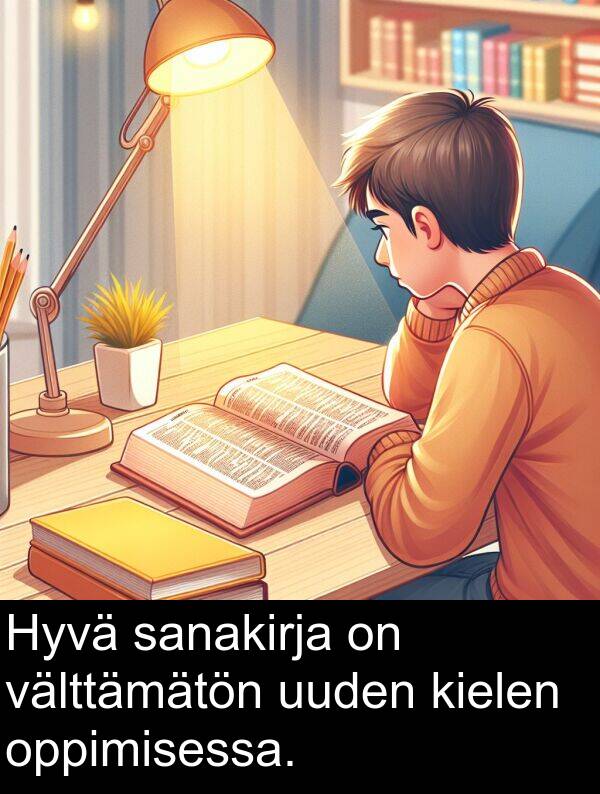 välttämätön: Hyvä sanakirja on välttämätön uuden kielen oppimisessa.