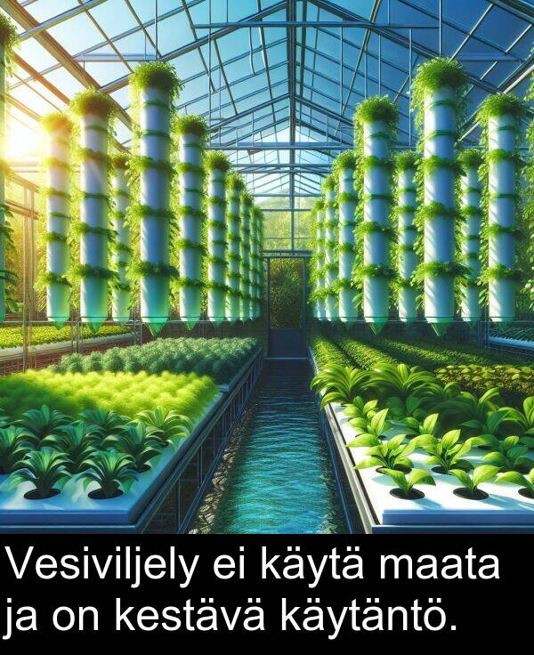 maata: Vesiviljely ei käytä maata ja on kestävä käytäntö.