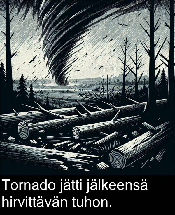 jälkeensä: Tornado jätti jälkeensä hirvittävän tuhon.