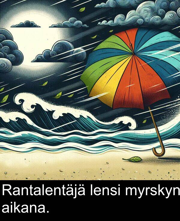 myrskyn: Rantalentäjä lensi myrskyn aikana.