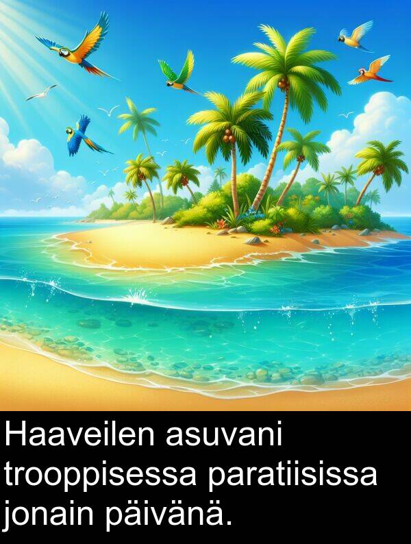 paratiisissa: Haaveilen asuvani trooppisessa paratiisissa jonain päivänä.