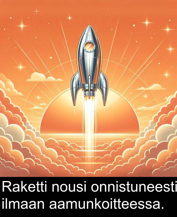 aamunkoitteessa: Raketti nousi onnistuneesti ilmaan aamunkoitteessa.