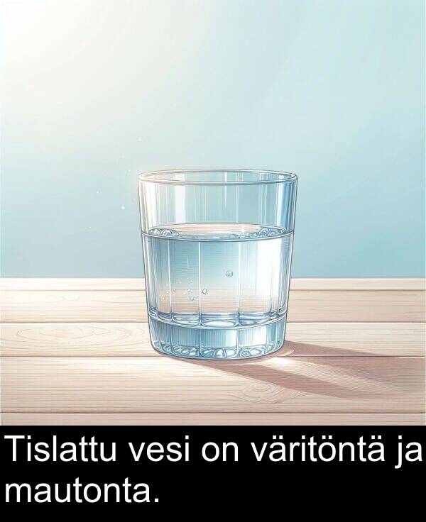 vesi: Tislattu vesi on väritöntä ja mautonta.