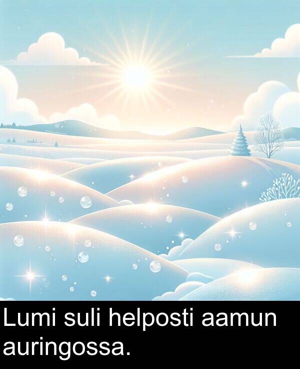 suli: Lumi suli helposti aamun auringossa.