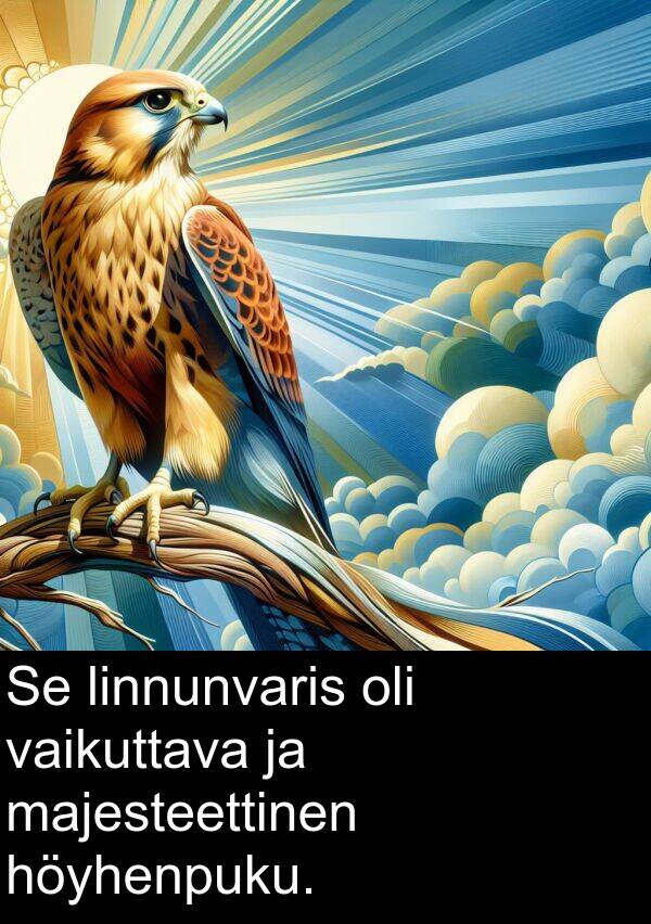 majesteettinen: Se linnunvaris oli vaikuttava ja majesteettinen höyhenpuku.