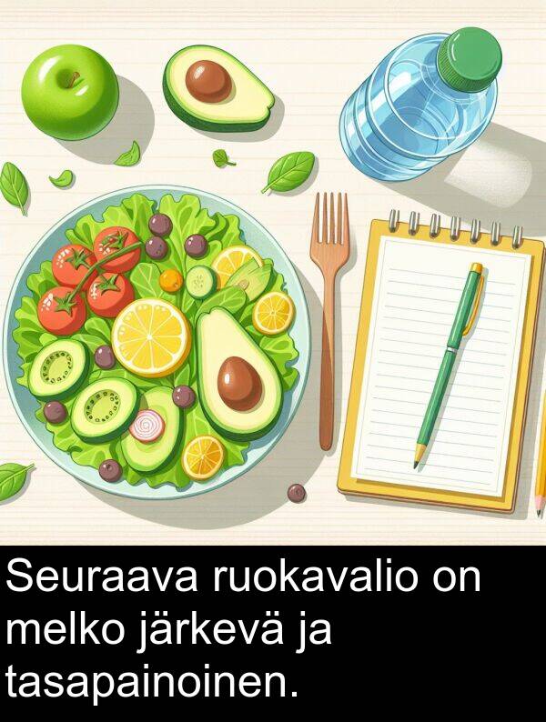melko: Seuraava ruokavalio on melko järkevä ja tasapainoinen.