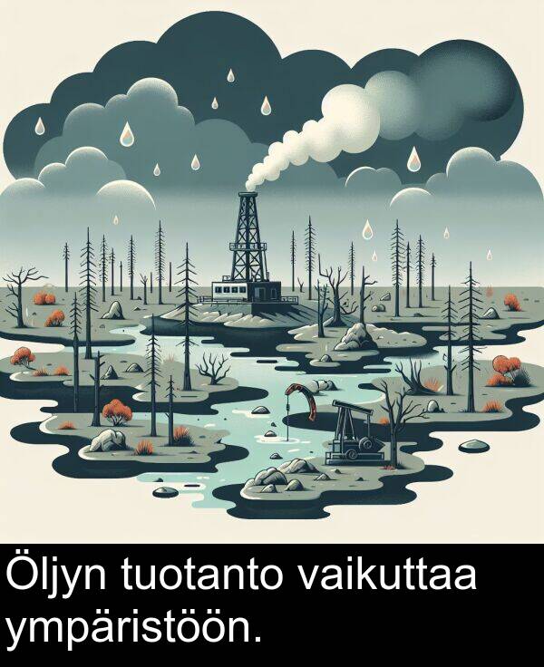 tuotanto: Öljyn tuotanto vaikuttaa ympäristöön.