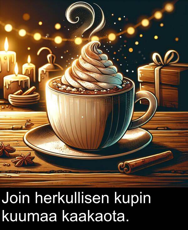 kaakaota: Join herkullisen kupin kuumaa kaakaota.