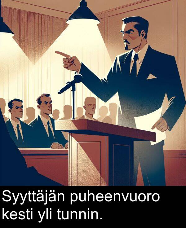 yli: Syyttäjän puheenvuoro kesti yli tunnin.
