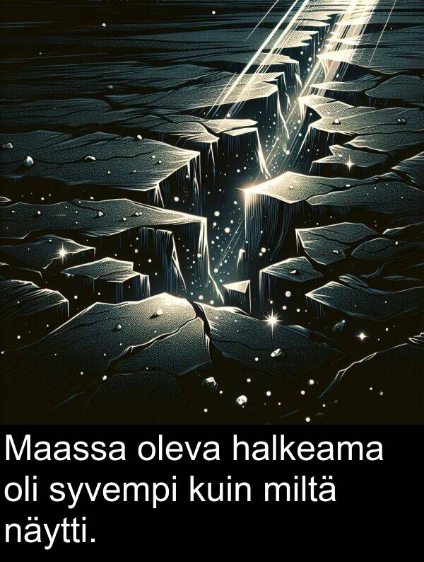 syvempi: Maassa oleva halkeama oli syvempi kuin miltä näytti.