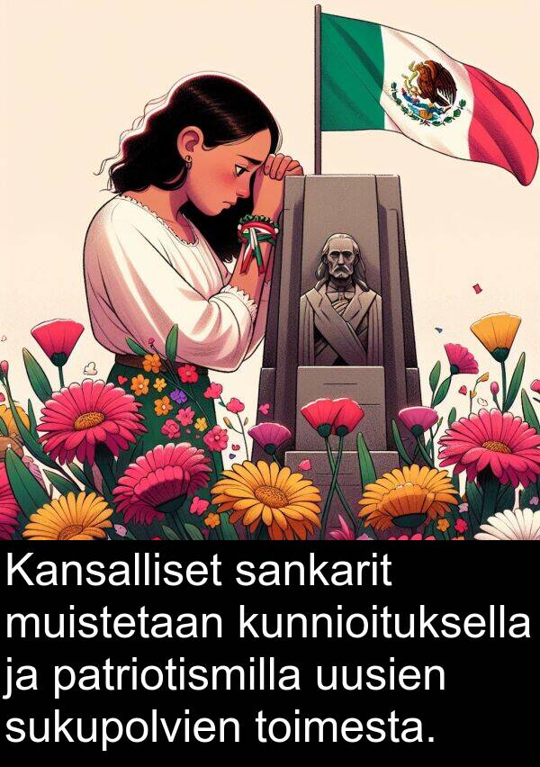 sankarit: Kansalliset sankarit muistetaan kunnioituksella ja patriotismilla uusien sukupolvien toimesta.