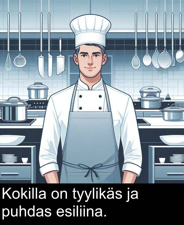 tyylikäs: Kokilla on tyylikäs ja puhdas esiliina.