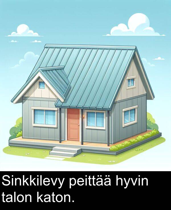 talon: Sinkkilevy peittää hyvin talon katon.