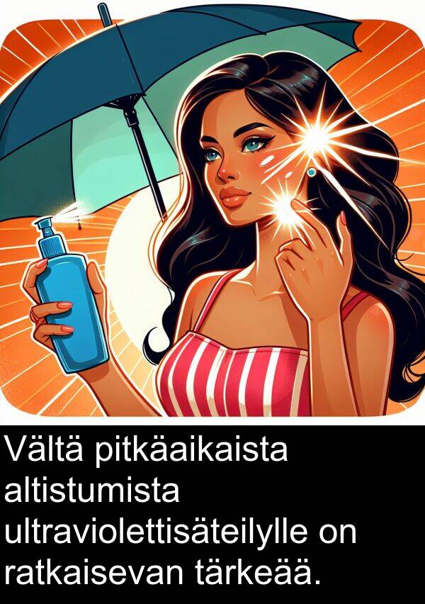ultraviolettisäteilylle: Vältä pitkäaikaista altistumista ultraviolettisäteilylle on ratkaisevan tärkeää.