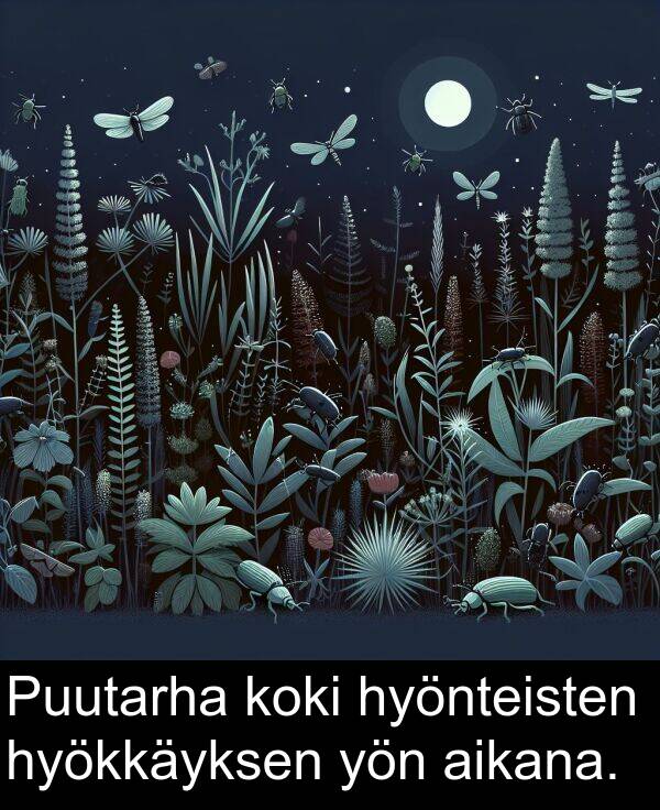 koki: Puutarha koki hyönteisten hyökkäyksen yön aikana.