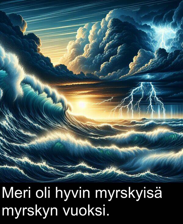 myrskyn: Meri oli hyvin myrskyisä myrskyn vuoksi.