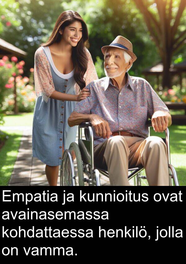 kohdattaessa: Empatia ja kunnioitus ovat avainasemassa kohdattaessa henkilö, jolla on vamma.