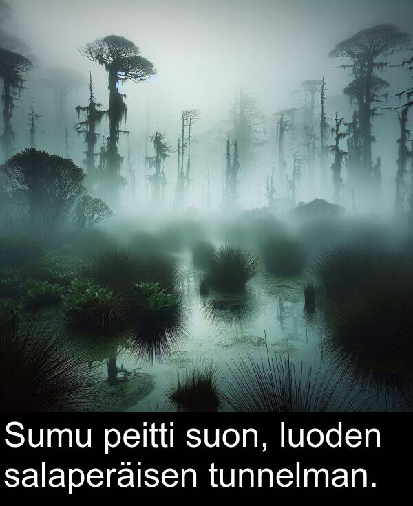 salaperäisen: Sumu peitti suon, luoden salaperäisen tunnelman.