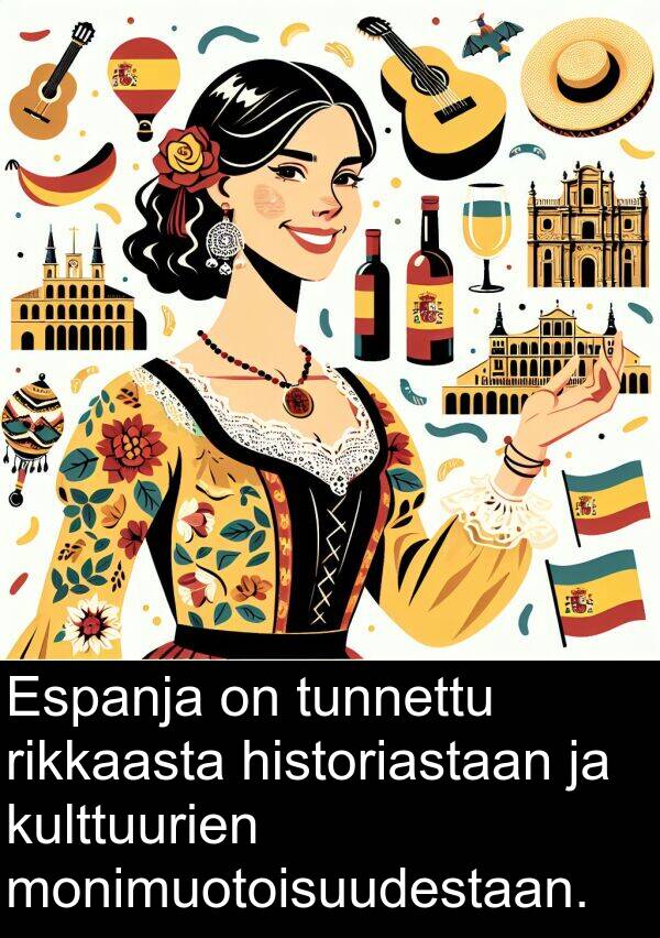 monimuotoisuudestaan: Espanja on tunnettu rikkaasta historiastaan ja kulttuurien monimuotoisuudestaan.