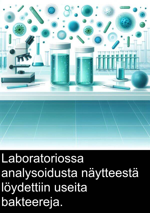useita: Laboratoriossa analysoidusta näytteestä löydettiin useita bakteereja.