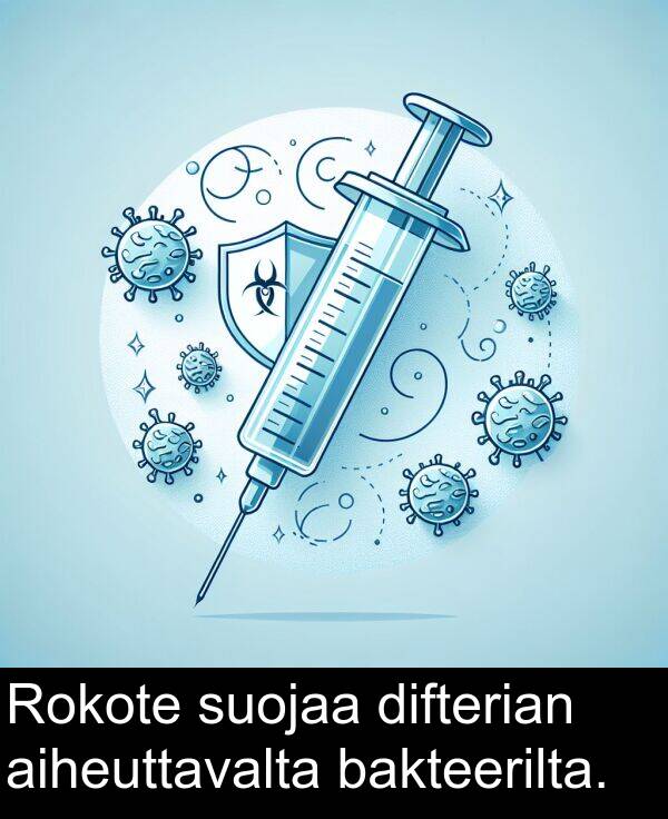 suojaa: Rokote suojaa difterian aiheuttavalta bakteerilta.