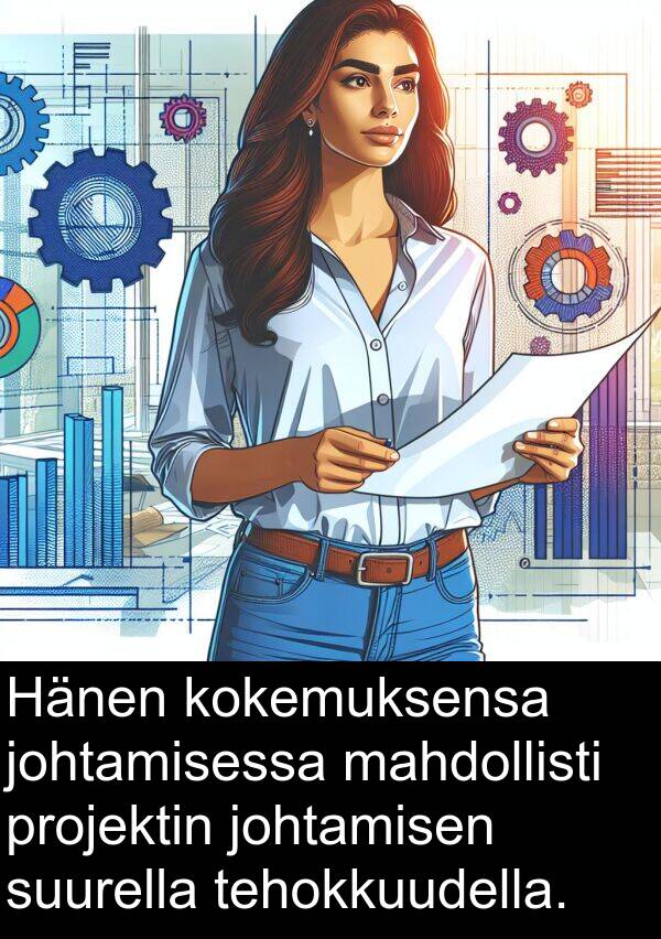 suurella: Hänen kokemuksensa johtamisessa mahdollisti projektin johtamisen suurella tehokkuudella.