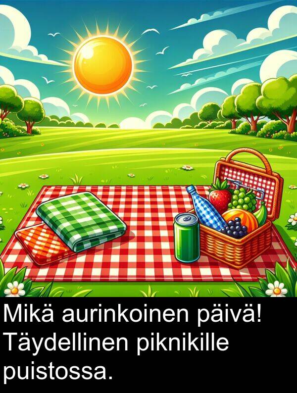 puistossa: Mikä aurinkoinen päivä! Täydellinen piknikille puistossa.
