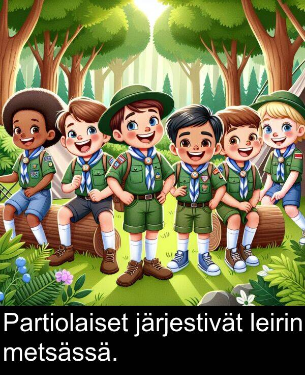 metsässä: Partiolaiset järjestivät leirin metsässä.