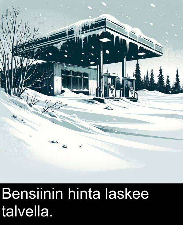 laskee: Bensiinin hinta laskee talvella.