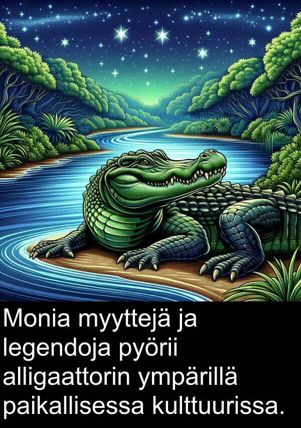 legendoja: Monia myyttejä ja legendoja pyörii alligaattorin ympärillä paikallisessa kulttuurissa.