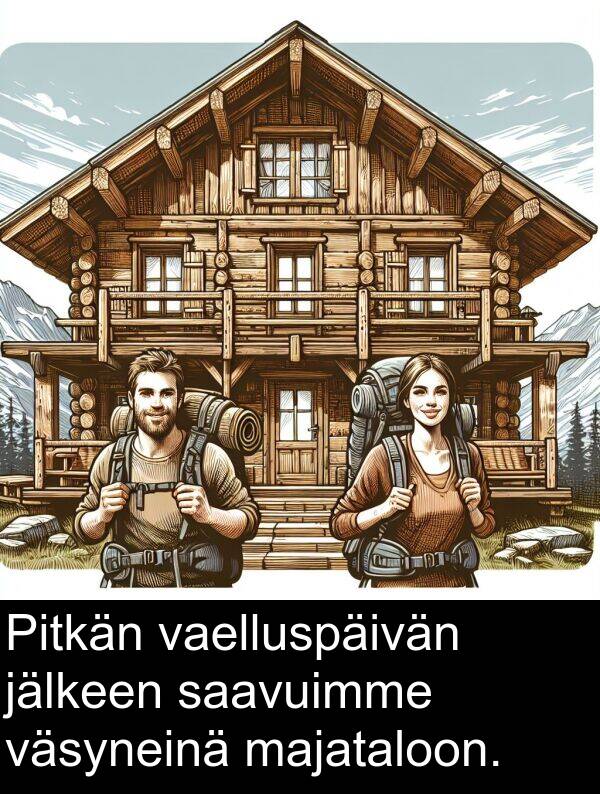 jälkeen: Pitkän vaelluspäivän jälkeen saavuimme väsyneinä majataloon.
