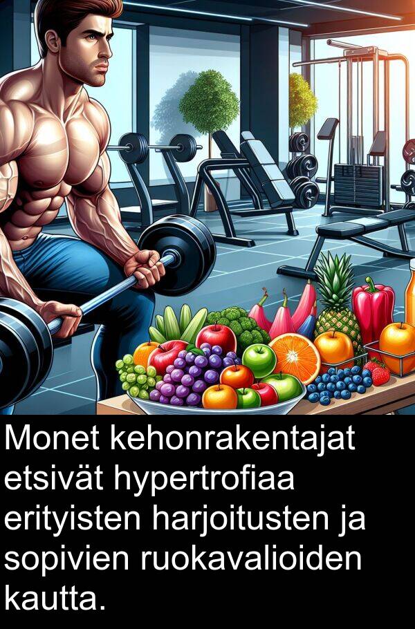 sopivien: Monet kehonrakentajat etsivät hypertrofiaa erityisten harjoitusten ja sopivien ruokavalioiden kautta.
