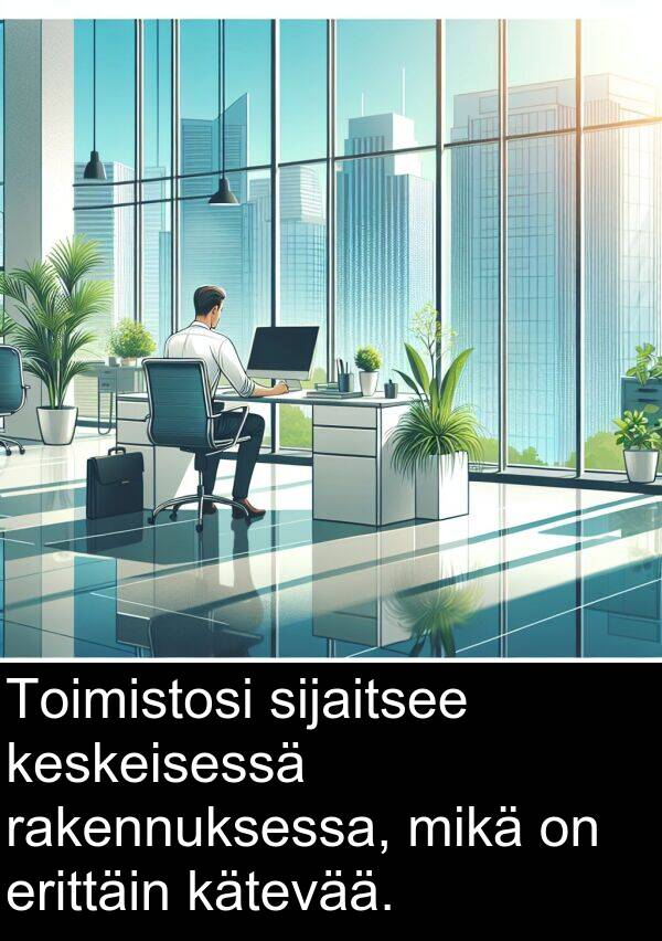 sijaitsee: Toimistosi sijaitsee keskeisessä rakennuksessa, mikä on erittäin kätevää.