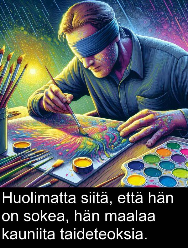 siitä: Huolimatta siitä, että hän on sokea, hän maalaa kauniita taideteoksia.