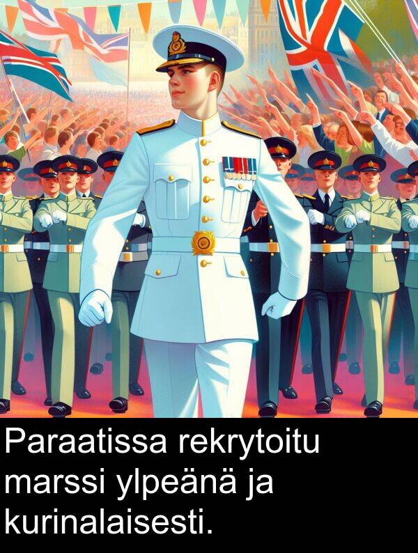 ylpeänä: Paraatissa rekrytoitu marssi ylpeänä ja kurinalaisesti.