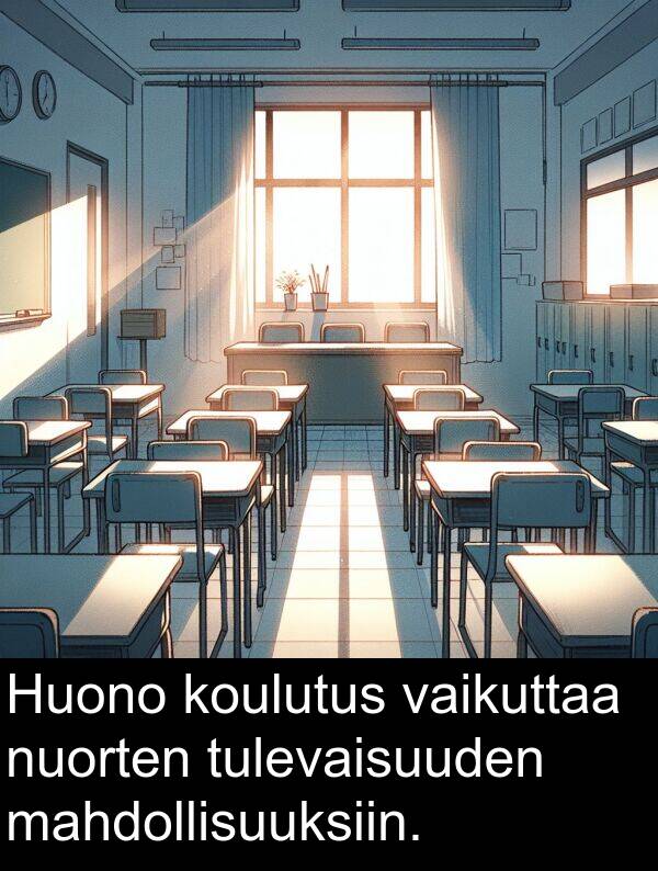 mahdollisuuksiin: Huono koulutus vaikuttaa nuorten tulevaisuuden mahdollisuuksiin.