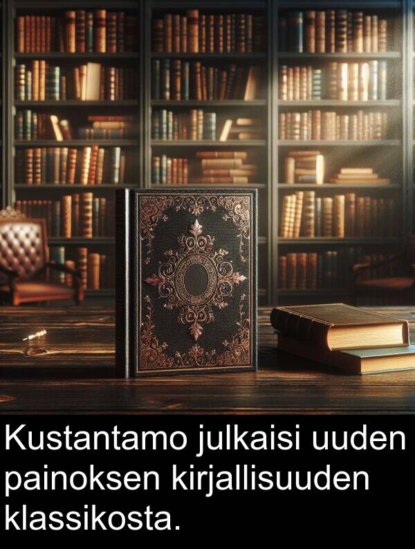 uuden: Kustantamo julkaisi uuden painoksen kirjallisuuden klassikosta.