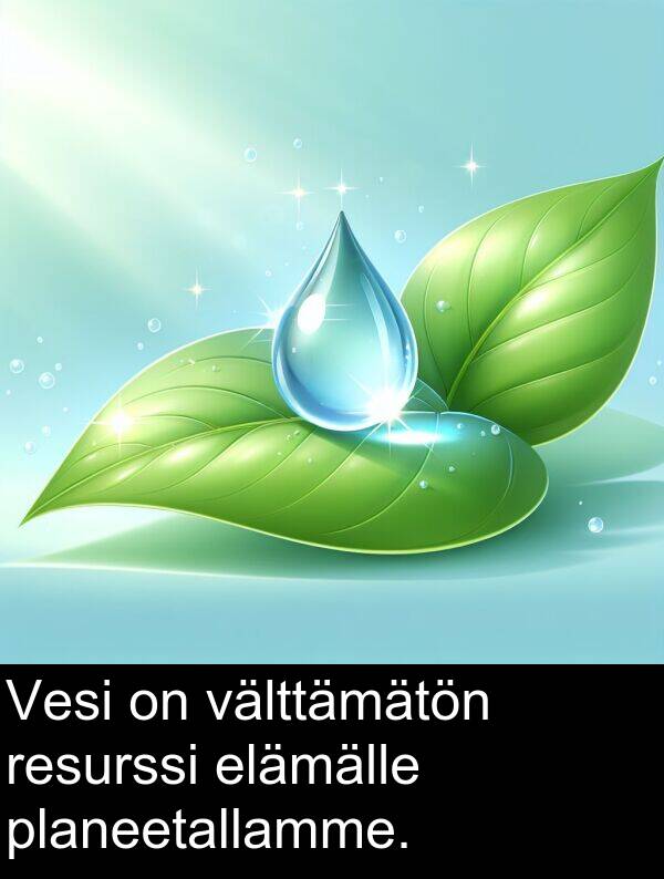välttämätön: Vesi on välttämätön resurssi elämälle planeetallamme.
