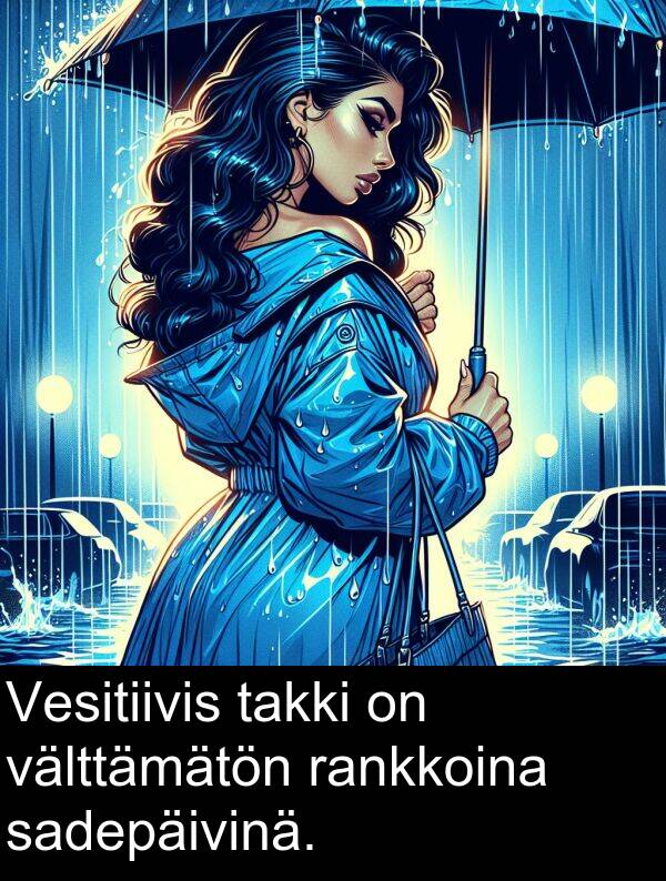 välttämätön: Vesitiivis takki on välttämätön rankkoina sadepäivinä.