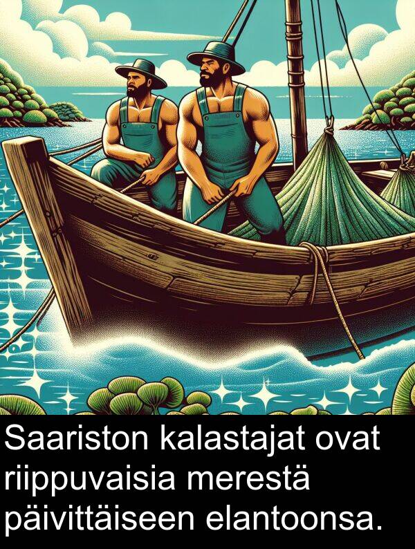 kalastajat: Saariston kalastajat ovat riippuvaisia merestä päivittäiseen elantoonsa.