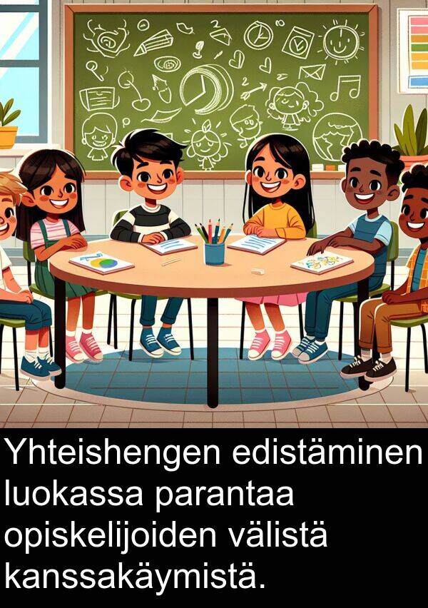 parantaa: Yhteishengen edistäminen luokassa parantaa opiskelijoiden välistä kanssakäymistä.